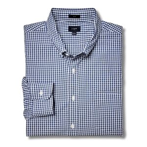 J. Crew Navy Gingham Slim Button Down Shirt L
